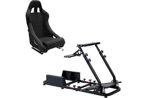 M MODAUTO Cockpit SimRacing Gaming, Soporte de Simulacion, Plegable con Asiento Deportivo Backets o Semibaquets Compatible con Logitech G25/G29/G27/G920 Modelo N820A+N001-G