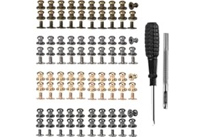 KOUHA Rivetti in Pelle 5mm Rivetti a Vite 80 Pezzis Rivetti in Pelle Viti a Bottone per Cinture per Borse in Pelle Decorazione Artigianale