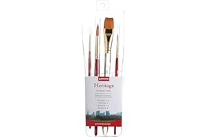 Princeton Heritage, Golden Taklon Brushes for Warercolor & Acrylic, Series 4050 Synthetic Sable, Professional Set