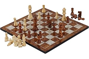 HBS GAMES Mocha Design Jeu d'échecs classique en bois 37 cm Jeu d'échecs et de femmes Jeu d'échecs parfait Jeu familial avec échiquier fait à la main de qualité supérieure