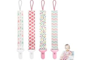 VQUNBG 4 Pcs Attaché Tétine pour Bébé, Attache Sucette Chaîne, Douce et Flexible Accroche Tétine, Jouet de dentition pour Bébé pour Nouveau-né Baby Shower