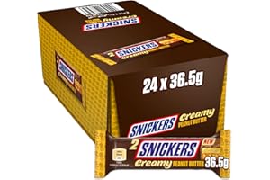 Snickers Creamy masło orzechowe, czekoladowe duże opakowanie, czekolada mleczna, podwójna batonka, 24 x 36,5 g