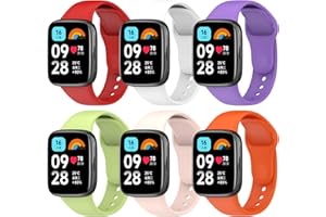 BDIG 6 Pièces Bracelet pourXiaomi Redmi Watch 3 Active, Bracelet Redmi Watch Fitness Bande de Remplacement en Silicone Sangles Extensible Compatible avec Xiaomi Redmi Watch 3 Active