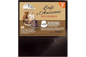 CAFÉS FOLLIET - Café En Capsule À L'Ancienne - Torréfaction Traditionnelle - Intensité 5/10-100% Arabica - Arabica Pur - Cafés Verts Amérique Centrale, Afrique & Asie - Boîte De 50 Capsules