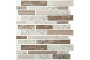 ‎LONGKING LONGKING 10 Stück Fliesen Selbstklebend Küche und Bad, Fliesenaufkleber Küche 3D, Vinylfliesen Selbstklebend, Braun, 30x30cm