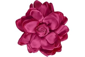 MIKOVIVI Broche de Flor de Rosa, 100mm Broche de Flores Grande Tela de Satén Delicado y Elegante para Mujer Fiesta de Boda Baile Banquete Vestido Accesorios de Ropa Joyería Regalos (Rosa Roja)