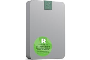 Seagate Ultra Touch HDD, 4 To, Disque dur externe, gris, matériaux recyclés, USB-C compatible PC, Mac et Chromebooks, Dropbox et Mylio inclus, 2 ans Rescue Services (STMA4000400)