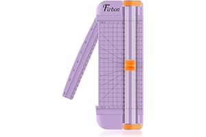 Firbon A5 Paper Cutter, Straight Small Paper Trimmer with Side Ruler for Scrapbooking Craft, Paper, Coupon, Label, Cardstock (Purple)
