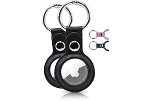 WLine 2 Porta AirTag Apple in Pelle PU - Portachiavi Compatibile con Air Tag con Chiusura a Molla per Zaini o Animali (Nero, 2 Pezzi)