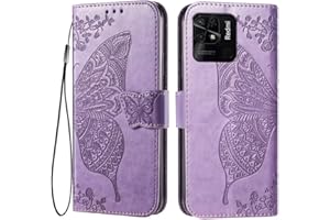 EASSGU Funda para Redmi 10C / Poco C40 (6.71" Inches) Flip Folio Carcasa Magnética de Cuero para Teléfono con 3 Ranuras para Tarjetas 1 Wallet, Case - Púrpura Claro