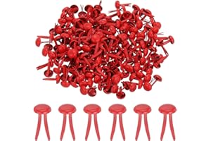 PATIKIL 200 Stück Musterbeutelklammern 4,5 x 8 mm Mini Brads Metall Rundkopfklammern Briefklammern Musterklammern Scrapbooking für Kunst Basteln Handwerk DIY-Projekte PapierRot