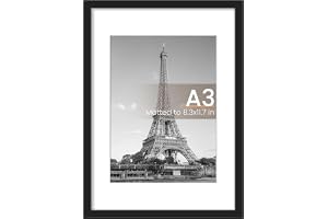 upsimples A3(29.71x41.91cm) Picture Frame, Black, 1 Pack | Display Pictures 8.3x11.7inch with Mat ,Display Pictures11.7x 16.5inch Without, Wall Hanging Poster Frames,