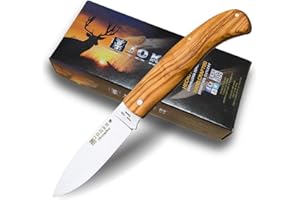 Joker Navaja de bolsillo NO77, mango de olivo, acero inox 420, hoja de 7 cm, herramienta de pesca, caza, camping y senderismo