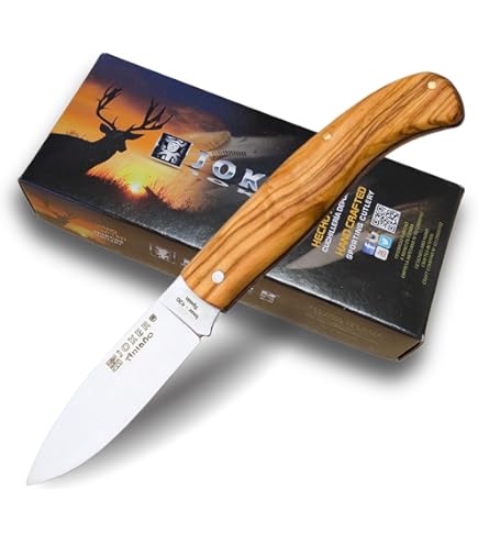 Joker Pointer NO06 Couteau Artisanal Espagnol - Lame MOVA 9 Cm - Manche Olivier - Pour Chasse, Pêche, Camping