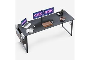 ODK Scrivania per Computer, Scrivania da Ufficio, Scrivania da Lavoro con Borsa Portaoggetti e Gancio, Tavolo Gaming per Cuffie per Studio, Camera da Letto (160x55x73.5cm, Nero)