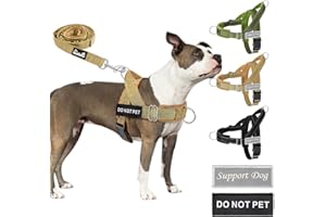 SlowTon Conjunto de Arnés y Correa Sin Tirones para Perros, Ajustable en Cuello y Pecho, Antisofoco a Prueba de Escape, Correa de 5,9 pies, Táctico Militar Reflectante Suave