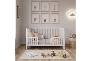Love For Sleep ALEXANDER 4-in-1 Baby Cot Bed 140x70cm, Adjustable Mattress Base, Toddler and Day Bed, Converts into Sofa Bed, Wooden Barriers Included, Crib From Birth to 6 Years (White)