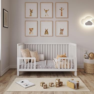 Lit D'enfants Avec Toit Et Protection Antichute En Bois Blanc Matelas 200x90 Cm 89534652