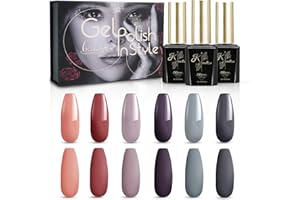 Kiaitre UV Gel Nagellack Set, 6 Farben UV Farbgel Set - Herbst und Winter UV -Farbnagellack mit Geschenkbox für Nageldesign, Weihnachts und Valentinstag