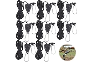 ASFRODE 8 pezzi 1/8 pollici 2 m cricchetto, funi di tensionamento con tenditore, corda regolabile, cricchetto, cricchetto, corda con gancio per griglia, rubinetti, lampada per piante, giardinaggio (8)