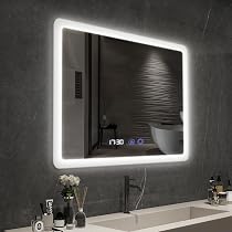 Miroir LED Salle De Bain PLUMBSYS 60x80cm - Anti-Buée, 3 Couleurs Lumière Dimmable, Étanche IP54