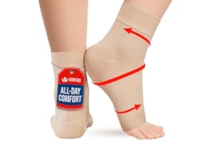 KEMFORD Ankle Support Compression Socks – Plantar Fasciitis & Achilles Tendonitis Relief Sleeves for Foot Pain & Swelling – 1 Pair, Beige, L