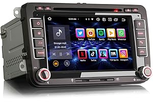 Erisin Android 13 8-rdzeniowy 4 GB RAM + 64 GB ROM radio samochodowe z nawigacją GPS do VW Passat Golf 5/6 Touran, Skoda, Seat, Tiguan, Jetta, T5, Transporter, Bluetooth, 7 cali, odtwarzacz DVD, ekran