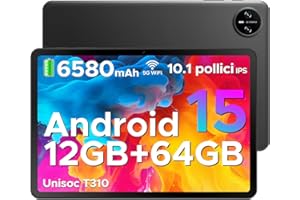 DOOGEE Tab A9 Android 15 Tablet 10 Pollici, 12(3+9) GB RAM + 64GB ROM (TF 2TB), 6580mAh Batteria, 5G+2.4G WiFi, 1280 * 800 IPS, BT5.0, 5MP+8MP, Tablet in Offerta Unisoc T310 Quad Core/OTG/Face Unlock