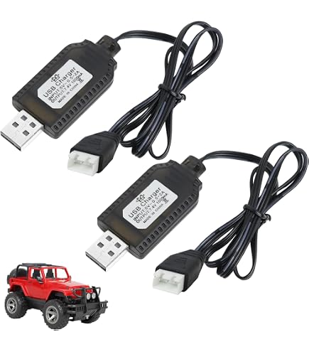 4 Cavi Caricabatterie USB 7.2V Con Connettore SM-2P | Per Batterie Ni-Cd Ni-Mh LiPo 7.2V | Adatti Per Auto RC, Drone, Escavatori