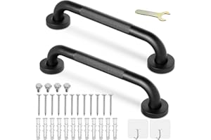 CHAMSUREUK 2 Pack 300mm 12inch Grab Bar Rail, Non-Slip Bathroom Chrome Grab Rail, 304 Stainless Steel Disability Auxiliary Handle, Safety Handle for Kitchen Bedroom Bathtub, Shower, Steps, Indoor/Outdoor