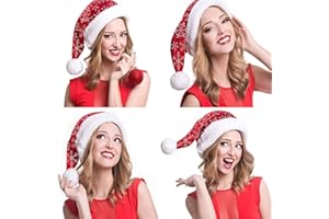 LessMo 4 Packs Santa Hat For Adults and Teens, Unisex Christmas Hats Xmas Holiday Hat Extra Classic Fur Santa Hats for Christmas New Year Festive Holiday Party Supplies