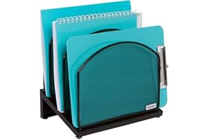 Dasher Products Organizer da scrivania per fascicolazione inclinato - Scaffale per cartelle con 5 sezioni verticali per file, raccoglitori, cartelle per casa, ufficio, scuola e negozio