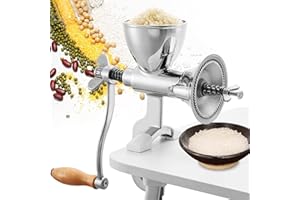 Moongiantgo Mulino Manuale per Cereali in Acciaio Inox, con Tramoggia Grande da 8,6CM e Morsetto da Tavolo da 4CM, Macinino di Rettifica a Manovella per Fagioli, Cereali, Spezie, Peperoni, Riso, Mais
