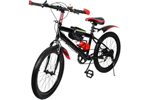 Begoniape Mountain bike da 20 pollici con cambio a 7 marce, rosso regolabile per mountain bike, catena di posizionamento di velocità biciclette, bicicletta per uomo e donna bambini