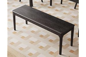 MU RONG Dining Bench, Wood Bench Solid Oak Black Color Bench Indoor Dining Room Table Home Bedroom Bed End Restaurant Modern Hallway Furniture, 39.4" W x 13.8" D x 17.7" H