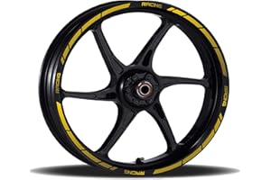 Pimastickerslab Adesivi Cerchioni Moto Set Completo per 2 Ruote 17 Pollici Strisce Cerchi Custom Vari Colori universale Mod.1 cod.RT001 (091 ORO)