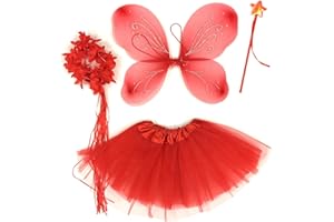 Tante Tina Costume da Farfalla per Bambina - Vestito Farfalla da Bimba in 4 Pezzi: Gonna in Tulle, Ali, Bacchetta e Cerchietto - Indicato per i Bambini da 2 a 8 Anni