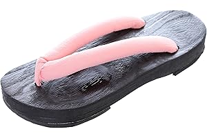 Kawaii-Story K-G-50-11 Sandales en bois rose noir japonais Geta pour femme Tabi Kimono Geisha Kendo Tongs