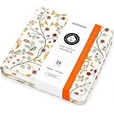 Travel Sketchbook 12&times;12cm - 300gsm Hot Press Art Notebook with 100% Cotton Cover - Sketchbook for Watercolor, Ink, Pencil, Oi
