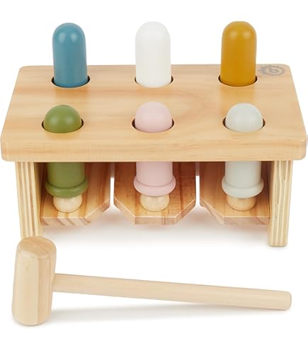 small foot Klopspeelgoed Safari van FSC® 100% gecertificeerd hout, robuust motorisch speelgoed met hamer en houten stokjes, voor kinderen vanaf 12 maanden, 12740