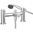 Cascade Sphere Modern Round Dual Lever Bath Shower Mixer Tap Bathroom Tub Filler Brass Faucet with Shower Hose and Head - Chrome