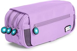 PracticOffice Estuche Portatodo Triple de Amplios Apartados Interiores con Cremallera Individual. Estuche para Material Escolar y Viaje (BB Lavanda)