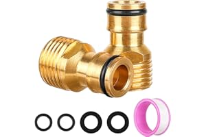 CoKeeSun 2 Adattatore per Rubinetto in ottone, Adattatore per Tubo 1/2 pollici, Connettori Universali per Rubinetto con Nastro Impermeabile, Anelli O, Guarnizione, Attacco Rapido per Cucina, Giardino