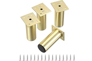 SUMTree 10cm 4 Stück Möbelfüße aus Alulegierung Schrankfüße Beine für Stühle Tisch Schrank Schreibtisch Sofa Möbelbeine mit Schrauben Einfachen Montage Runde(Golden)
