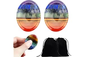 AGOGUE 2 Stücks Chakra Steine, Kristalle Steine Edelsteine Heilsteine Glückssteine Sorgensteine Handschmeichler Daumen Poliert Kristall Stein Oval Palmstein Spirituelle Meditation Stress Abbau