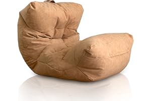 Aiire Pouf Poltrona Design XXL – Puffo per Sedersi en Ecopelle Premium Imbottito per Cameretta, Gaming o Relax – Puff a Sacco Moderno per Adulti o Bambini Beige