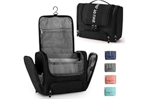 Rieeyrslza Podróżna Wisząca Kosmetyczka Duża Torba Toaletowa dla Kobiet i Mężczyzn Organizer Łazienkowy na Przybory Toaletowe na Toaletowe Dotyczy podróży Służbowej i Wakacji (Czarny)