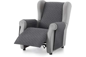 TEXTIL-HOME Textilhome - Housse Fauteuil Relax Circus, Protection rembourrée 1 Places. Housse Matelasse Réversible. Couleur Grey