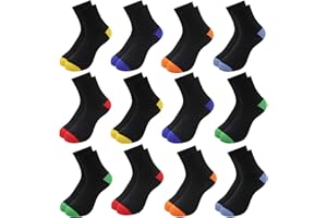 Uizuooy Socken Kinder Jungen Mädchen Sportsocken Fussball Baumwolle Unisex Bunte Socken Kompressions Kindersocken Atmungsaktiv Kinder Tennissocken 12 Paar