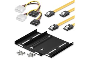 Goobay 65725 2X SSD Festplatte Einbaurahmen 2,5 auf 3,5 / SSD Halterung zum Einbau von 2,5" Festplatten in 3,5" Gehäuse / 2X Stromkabel 5,25 Stecker zu SATA Kabel / 2X PC Datenkabel 6 Gbit/s
